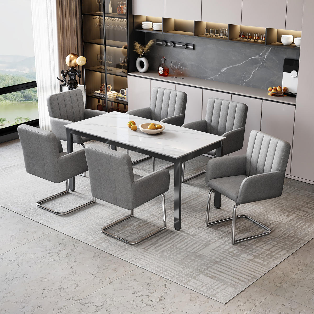 SCHWINGSTUHL DE-35882 6er-Set mit Z-förmigen Metallbeinen Grau - Grau, Metall (57/86/56cm) - ComfortXL