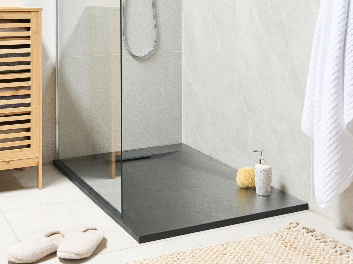 SPRCHOVÁ VANIČKA 80/120/3 cm Černá Azzurro - černá, plast (120/3/80cm) - Beliani