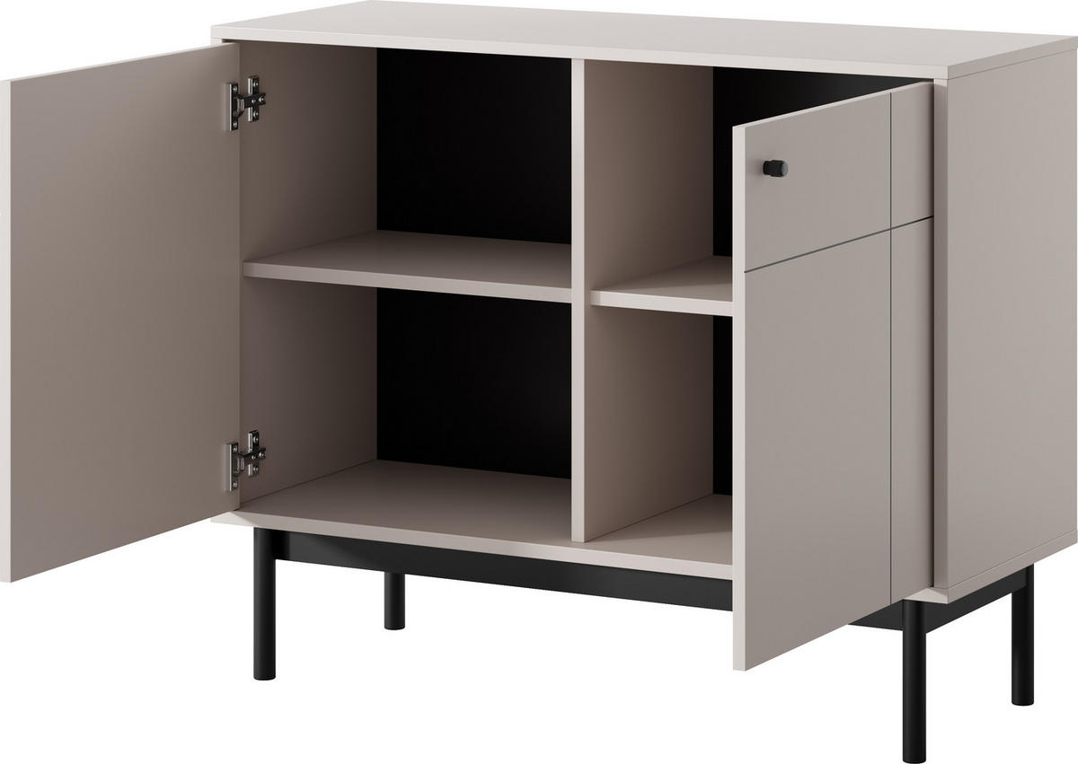 SIDEBOARD Cypressa 2T Beige 104/83/39 cm – mit Beinen auf Gestell - Beige/Schwarz, Holzwerkstoff (104/83/39cm) - AX Living