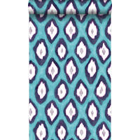 TAPETE Ikat-Motiv 53 cm x 10.05 m - Türkis, Papier (53/1000cm) - Origin Wallcoverings