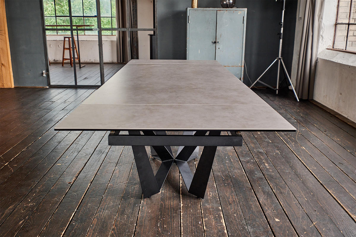 ESSTISCH ISTAR Grau Glas - Schwarz/Grau, Glas/Metall (180/90/76cm) - KAWOLA