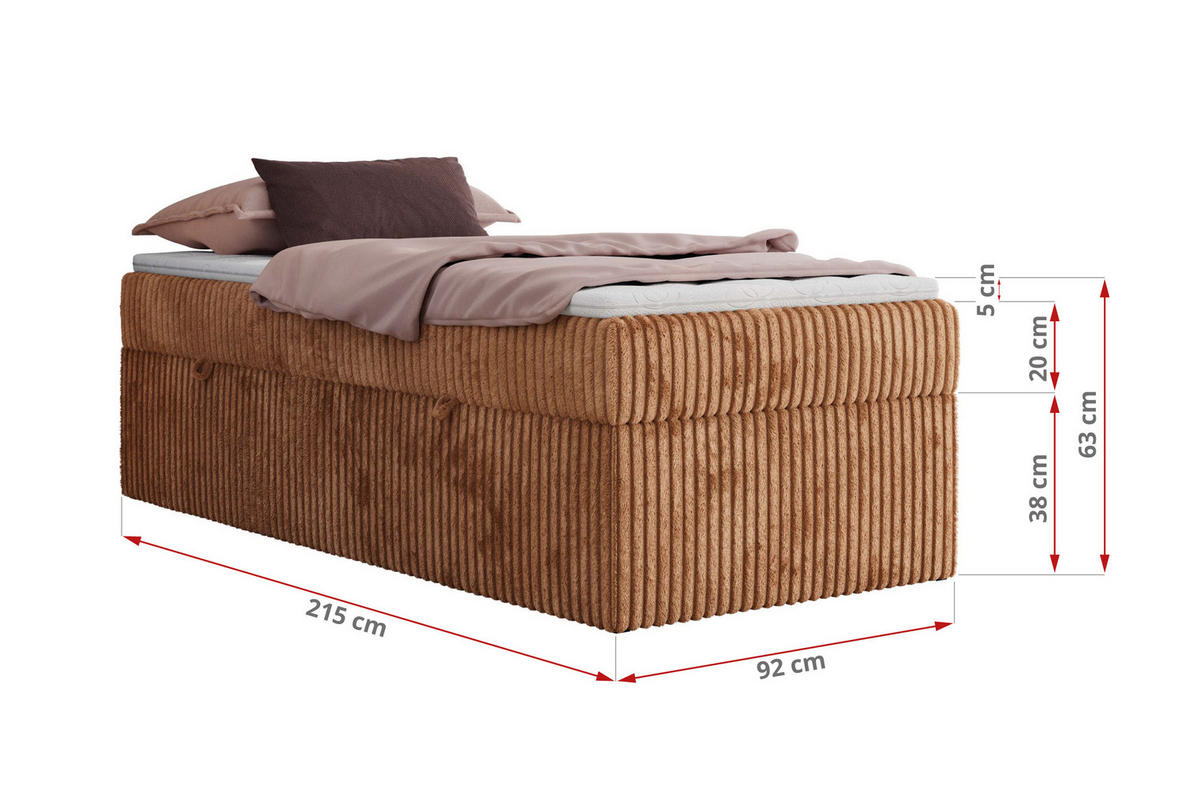 POSTEL BOXSPRING ZERO 90/200 - Oranžová Manšestr - H3 - pomerančová, textil (90/200cm) - MKS