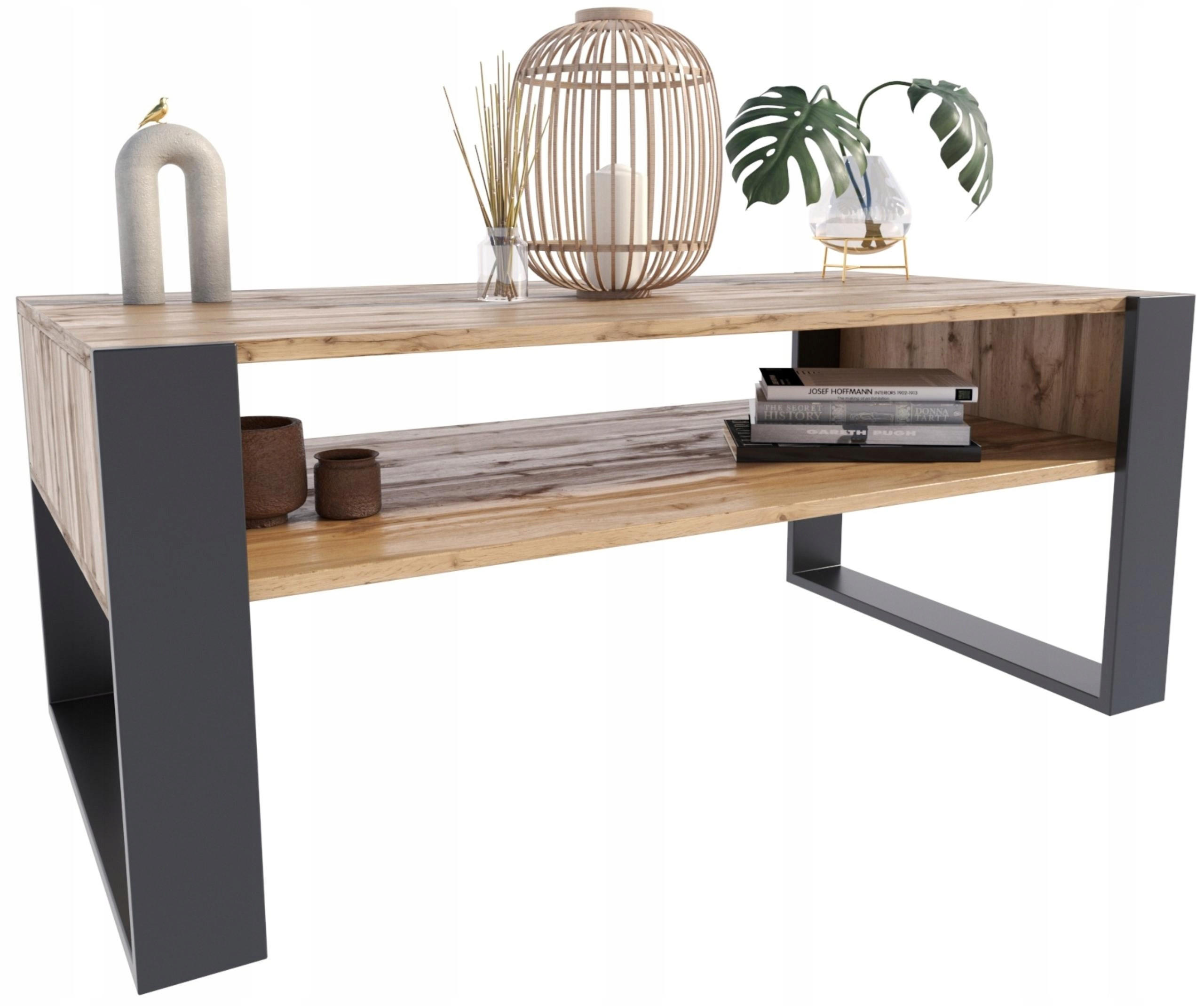 COUCHTISCH KAJA Wotan Eiche-Schwarz 120/63,6/50 cm - Eiche Wotan, Holzwerkstoff (63.6/120/50cm) - Matkam Möbel
