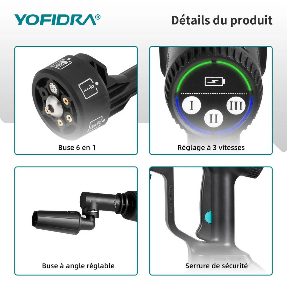 ELEKTRO-HOCHDRUCKREINIGER 6IN1 200Bar Bürstenloser für Makita Akku, Mit 2 Batterien - Schwarz, Kunststoff (41.5/23cm) - Coonoor