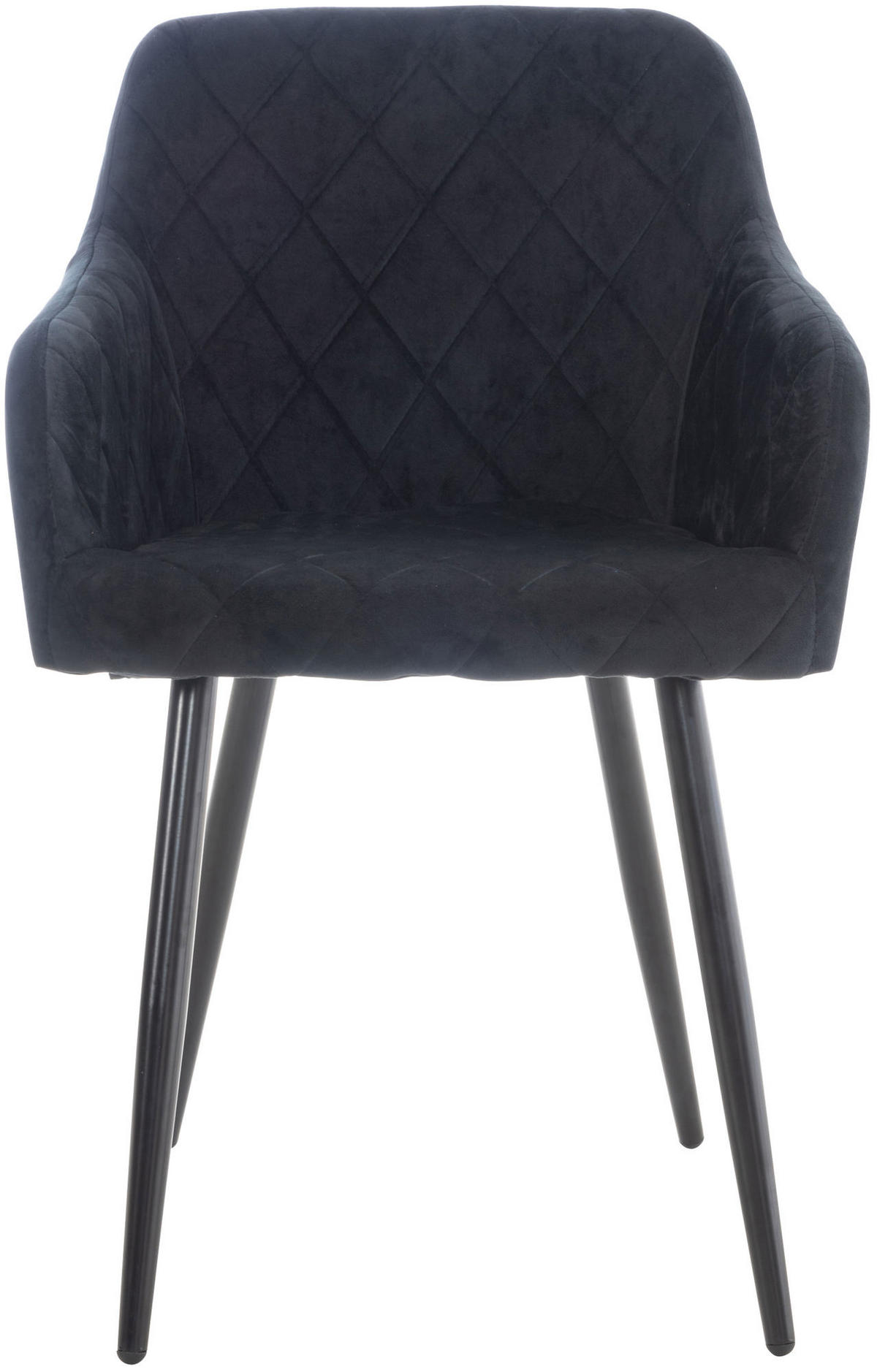 ESSZIMMERSTUHL Shyva Samt, Gestell Metall matt Schwarz Schwarz - Schwarz, Textil/Metall (47/84/44cm) - TPFLiving