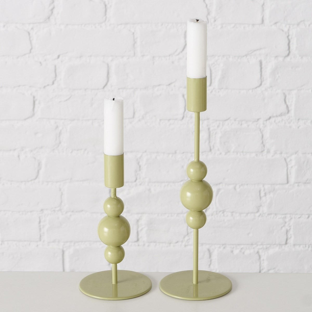 KERZENSTÄNDER 2er-Set Akesha - Grün, Metall (9/26/9cm) - Boltze Home