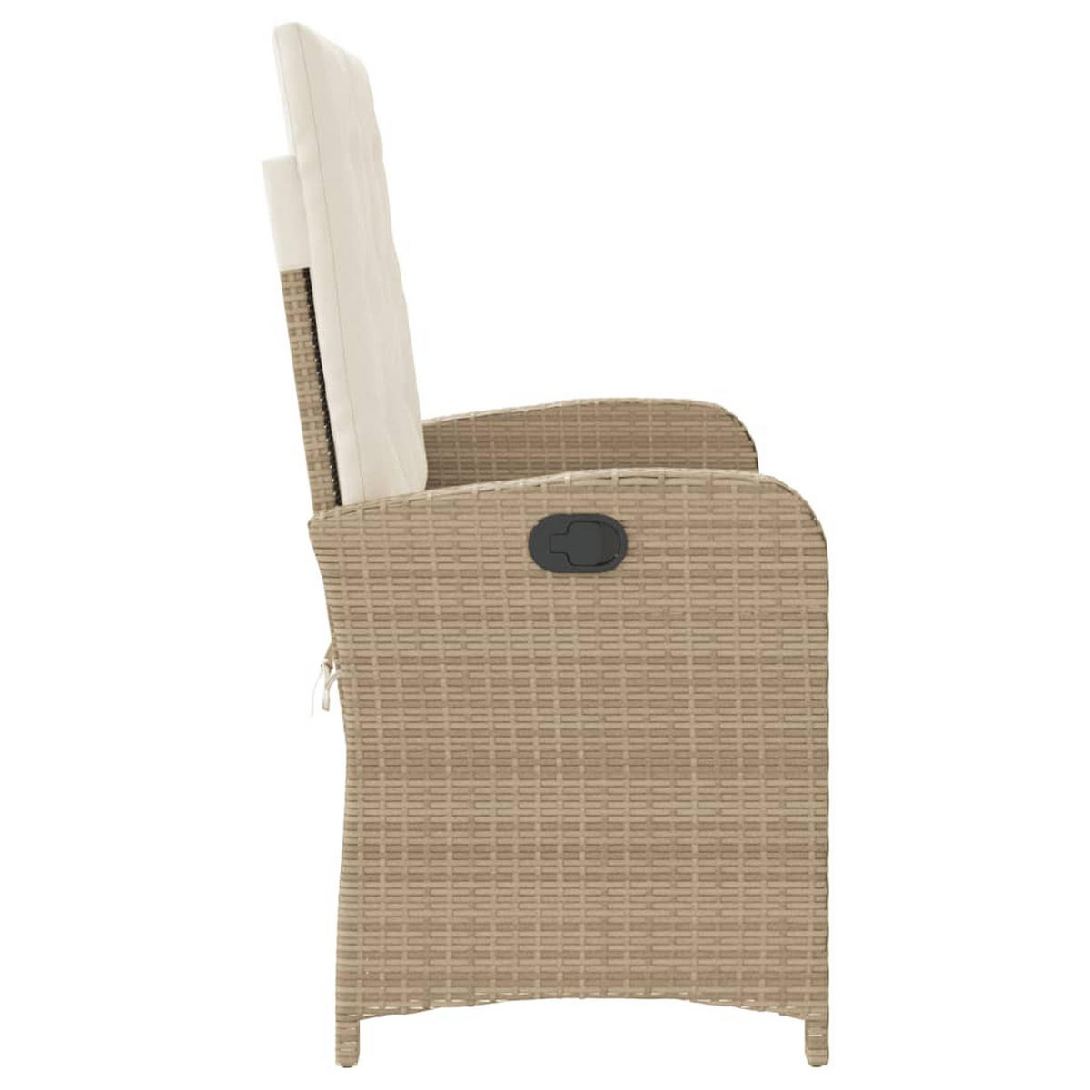 GARTENBANK Verstellbar mit Kissen Beige Poly Rattan - Beige, Holz (105/93/59cm) - furnicato