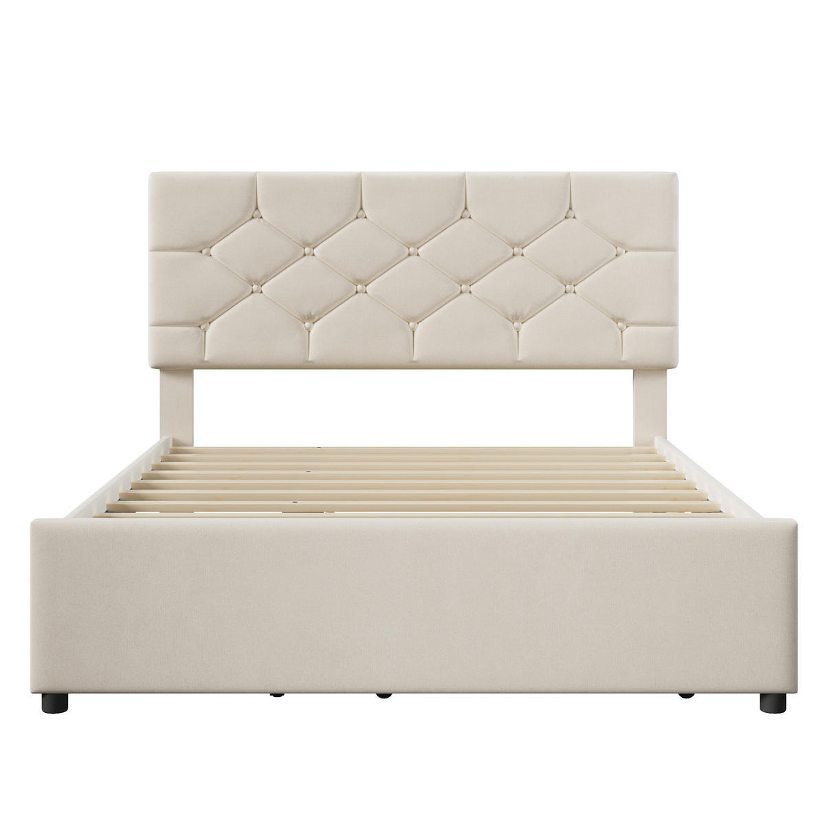 POLSTERBETT mit Ausziehbett und Lattenrost 140x200 cm Samt Beige - Beige, Metall (140/200cm) - Beauniv