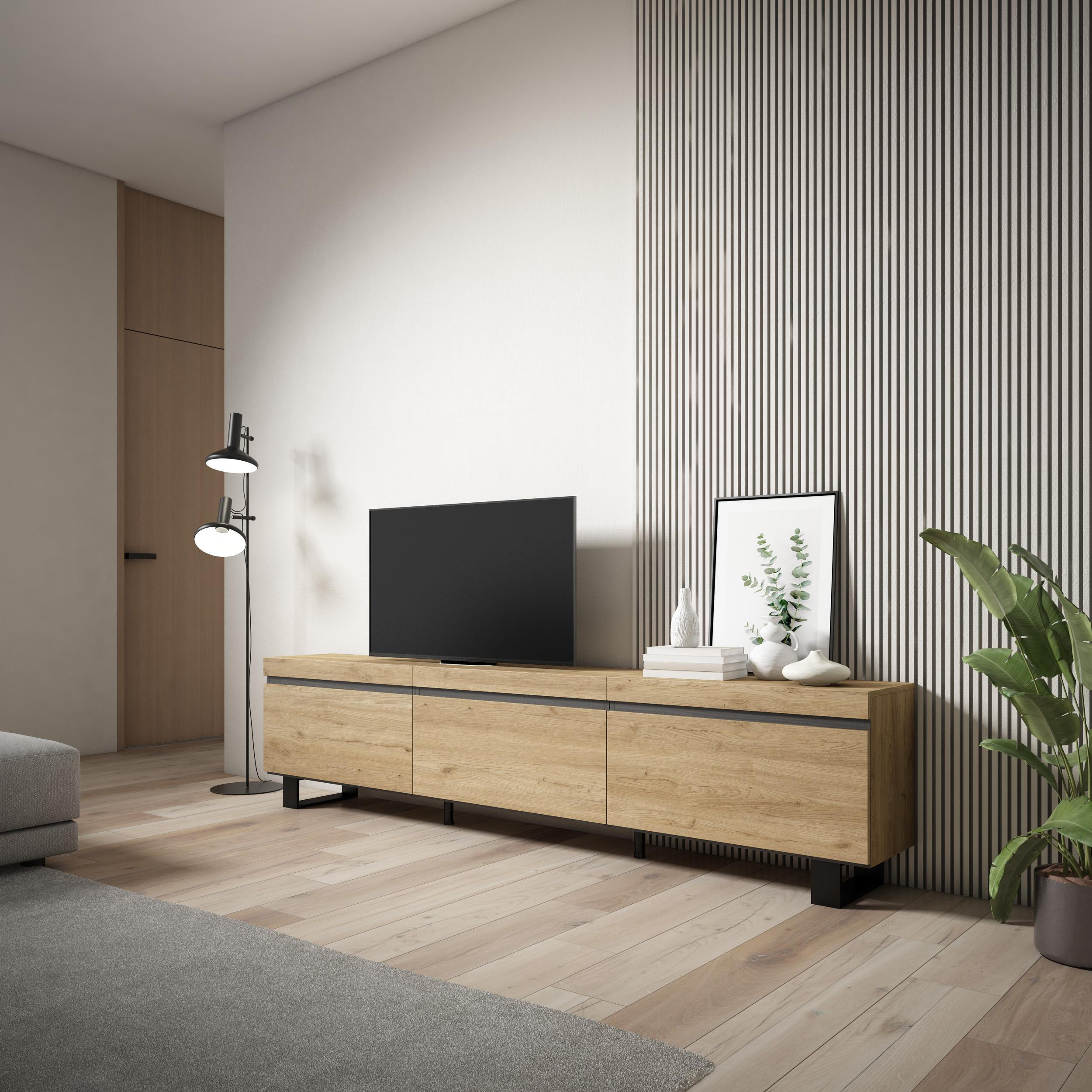 TV-SCHRANK Lowboard, eiche, 240/35/57cm - Eichefarben, Holzwerkstoff (240/57/35cm) - Skraut Home