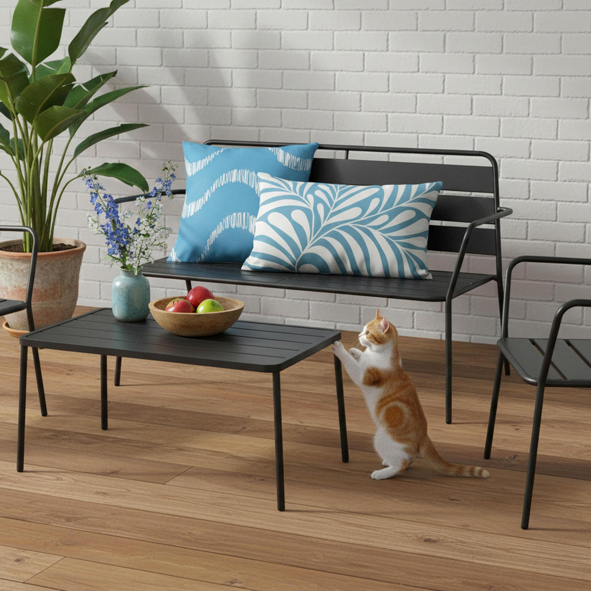 KISSEN 2-tlg., Hellblau - Blau, Textil (30/50cm) - Oviala