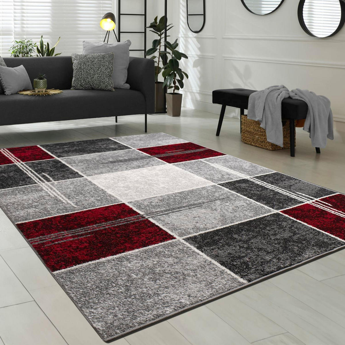 KURZFLOR-TEPPICH SINAI 057 ROT 60X100 - Rot, Kunststoff (60/100cm) - Paco Home