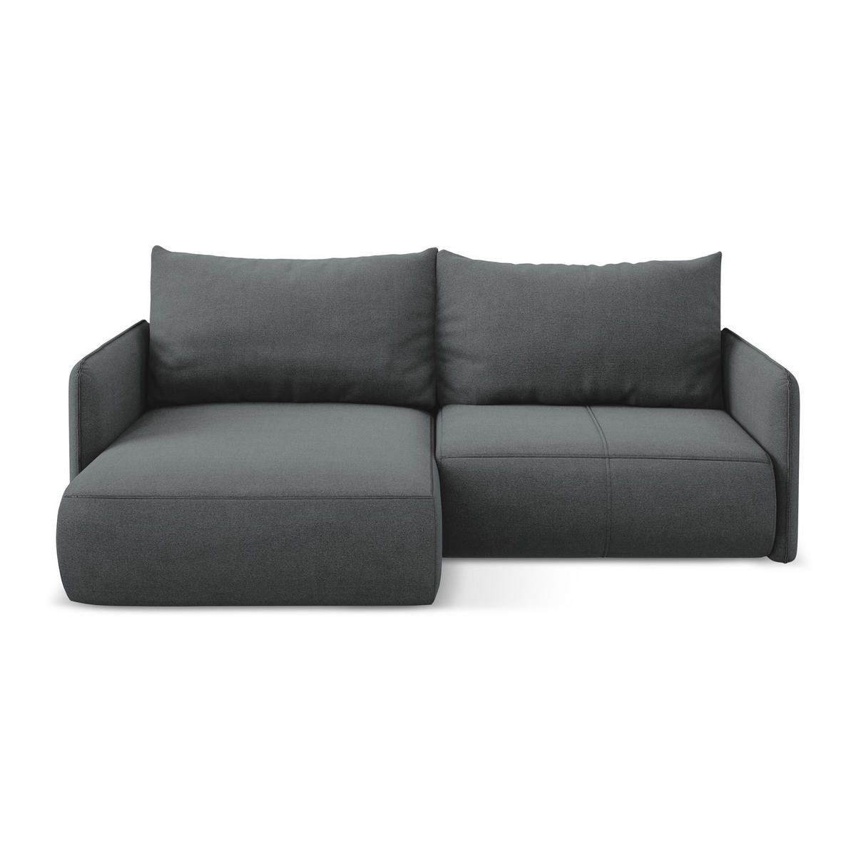 ECKSOFA mit Schlaffunktion Strukturstoff Stoff Grau - Schwarz/Grau, Kunststoff/Textil (148/207cm) - LaMiaSofa