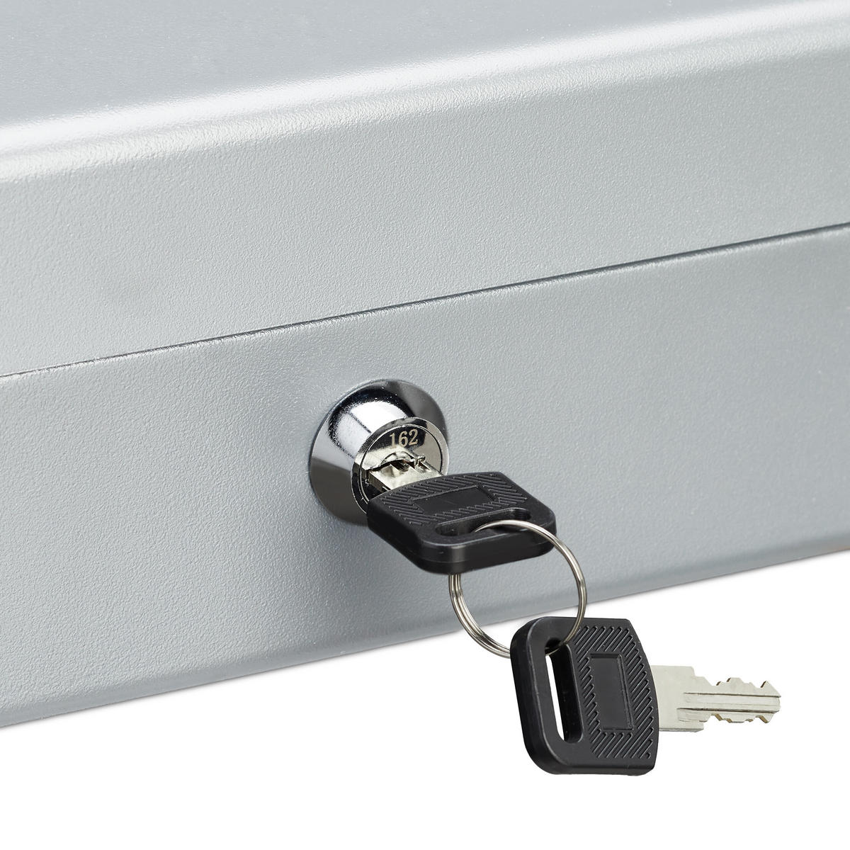 GELDKASSETTE - Silberfarben, Kunststoff/Metall (30.5/8.5/24.5cm) - Relaxdays