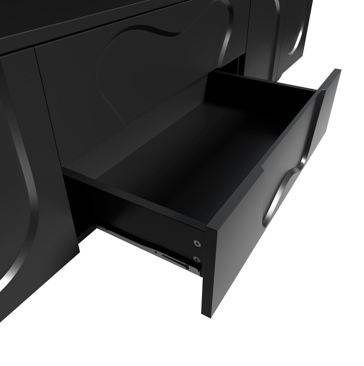 TV-SCHRANK 180/40/42 cm schwarz PB mit Naturholzbeinen und vielseitigem Stauraum - Schwarz, Holzwerkstoff (180/42/40cm) - OKWISH
