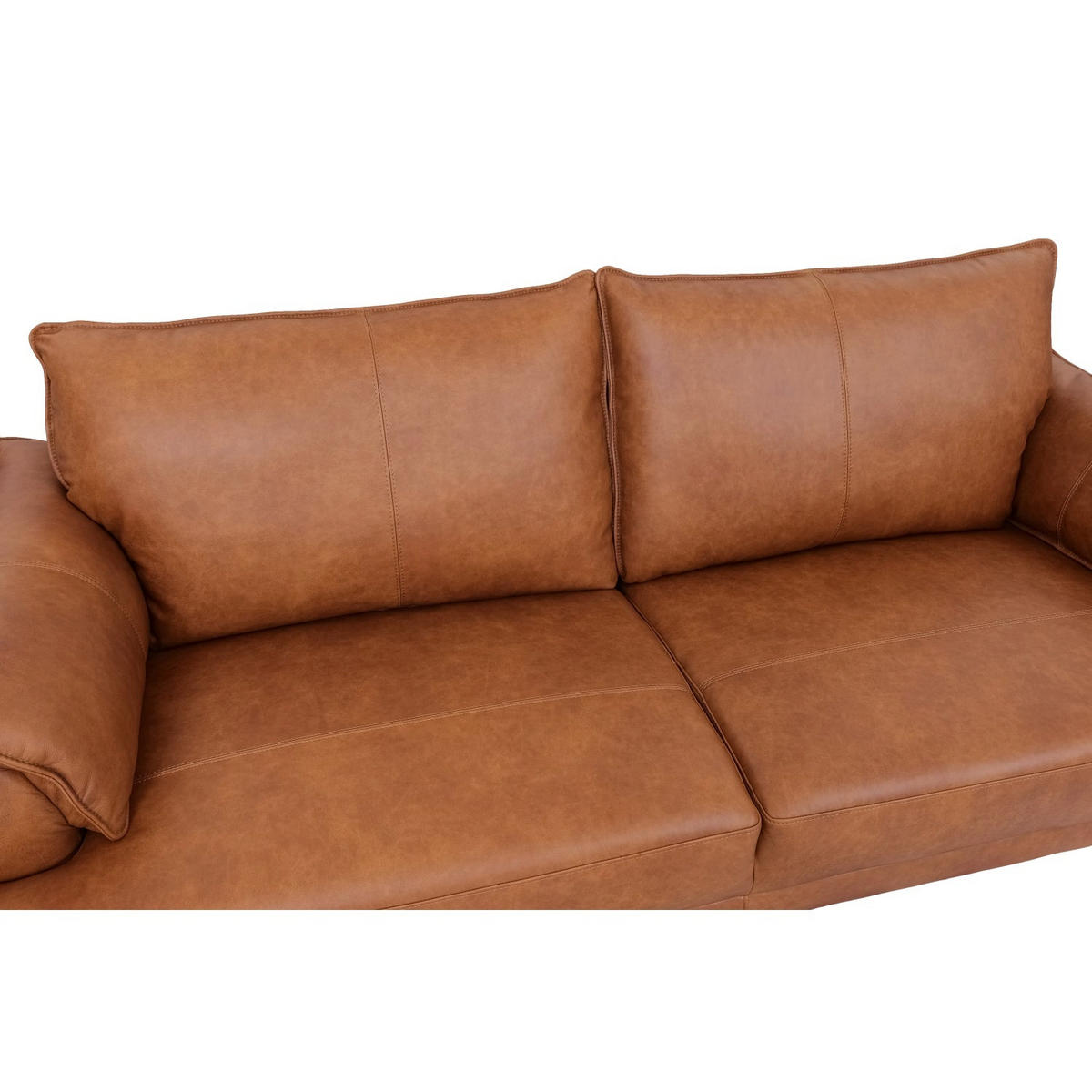 DREISITZER-SOFA Echtleder Braun - Schwarz/Braun, Leder/Metall (195/88/90cm) - Furnhouse