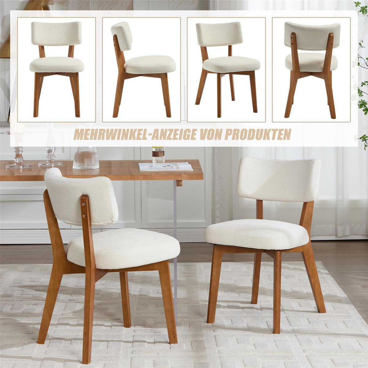 ESSZIMMERSTUHL 2er Set gepolstert Holzbeine beige - Beige, Holz (47/77/54.5cm) - Kaket