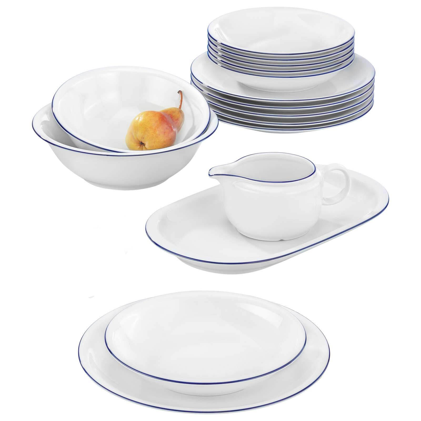 TAFELSERVICE Compact Blaurand weiß-blau 16er Set - Blau/Weiß, Keramik (1/1/1cm) - Seltmann Weiden