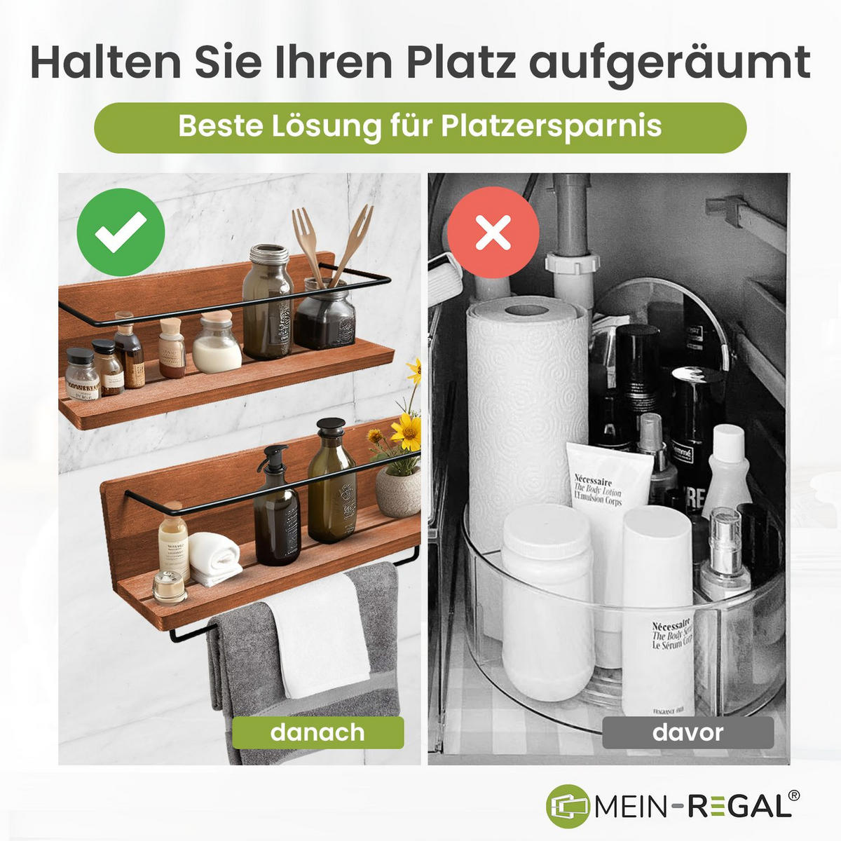 WANDREGAL KIM Massivholz 2er-Set - Braun, Holz (10/10/40cm) - Mein-Regal