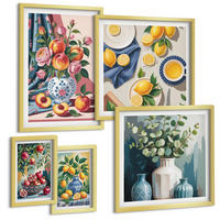 BILDER SET 5er Set - 50x50 cm & 20x30 cm & 40x60 cm Goldrahmen - Matisses stilvolle Figuren - Goldfarben, Kunststoff (40/60cm) - TULUP