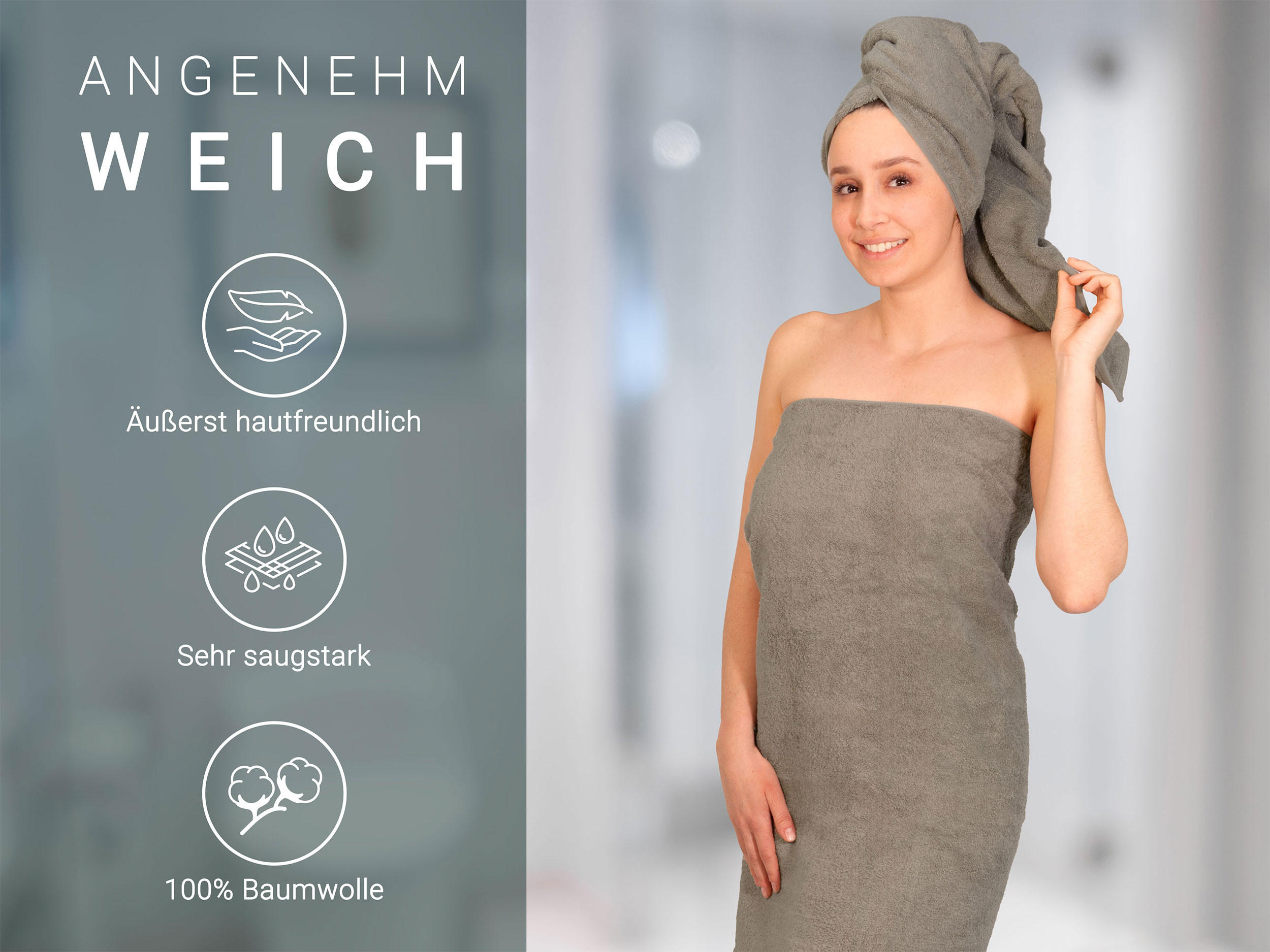 BADETUCH, 2er-Set, 100x150 cm, 100% Baumwolle, Braun - Fango, Textil (100/150cm) - Zollner