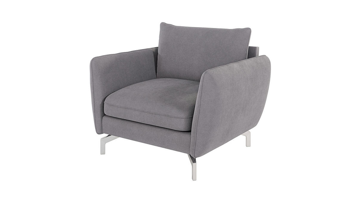SESSEL Elou Grau Microfaser - Chromfarben/Grau, Holz/Textil (103/87/92cm) - S-Style Möbel