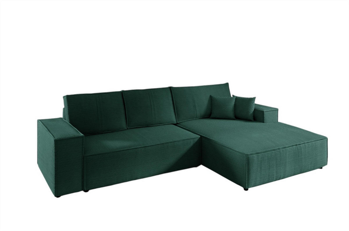 ECKSOFA Corunia In Poso - Grün, Holzwerkstoff/Textil (294/185cm) - Fun Möbel
