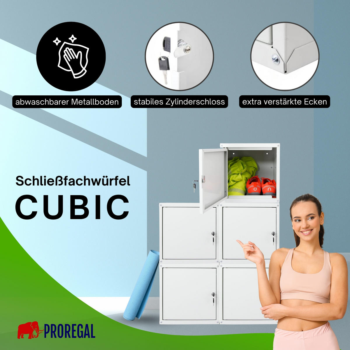 SCHLIESSFACHWÜRFEL Cubic 5er-Set 35x35x35 cm Grau - Grau, Metall (105/70/35cm) - PROREGAL