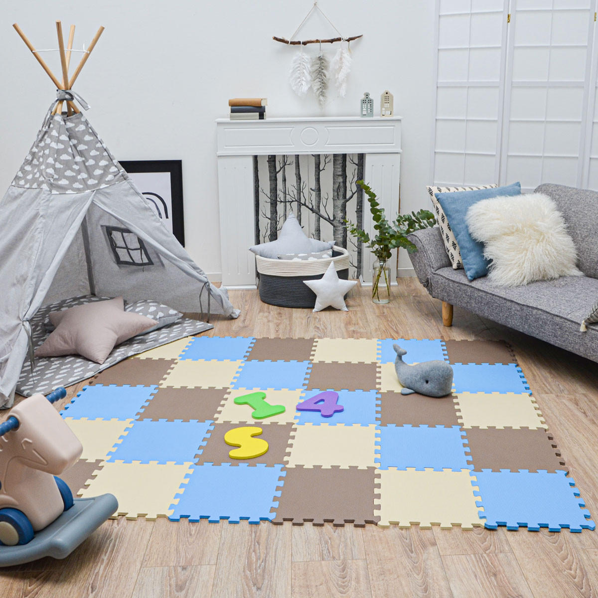 SPIELMATTE ab Null - 270/90 cm Puzzlematte Beige - Multicolor, Kunststoff (30/30cm) - Littletom
