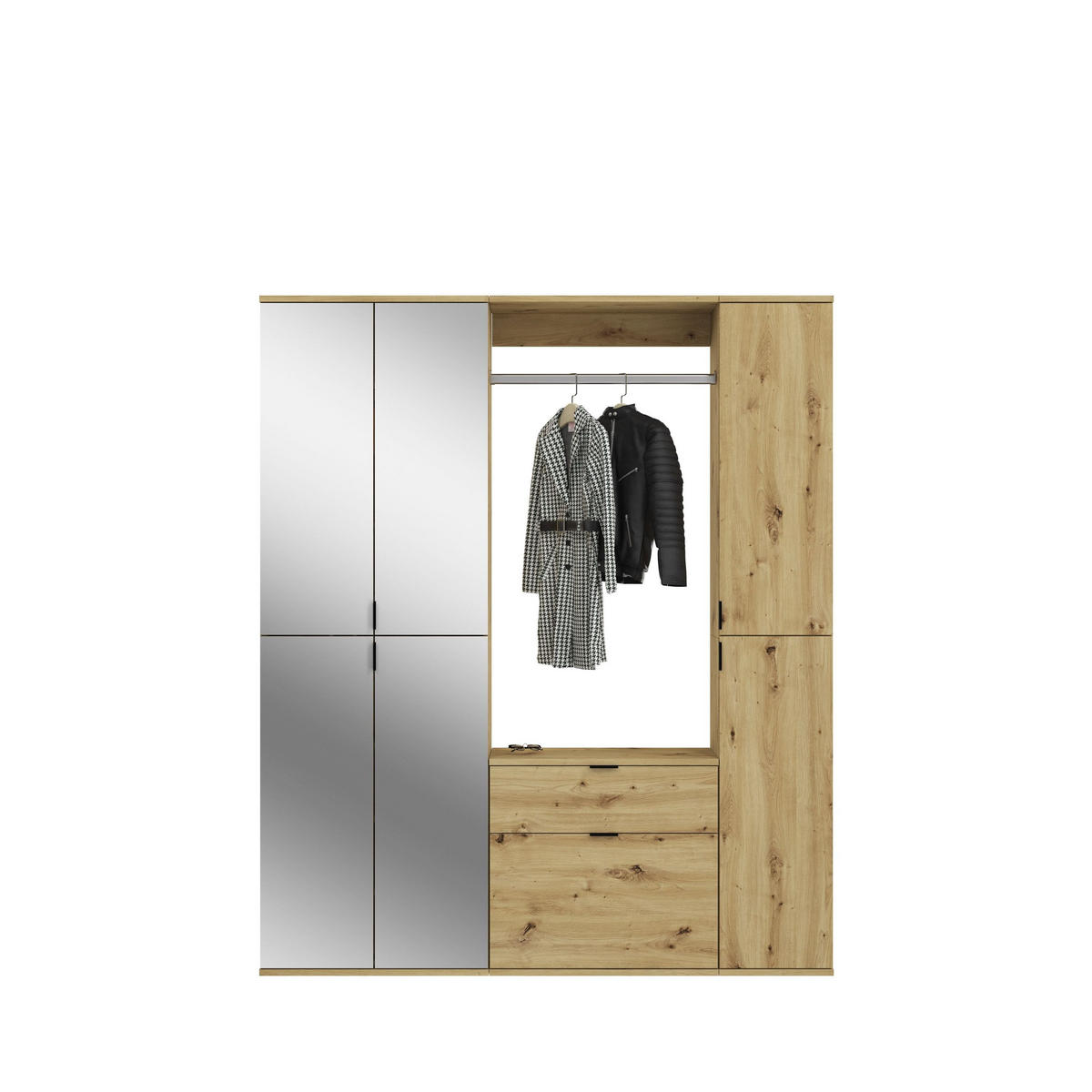 GARDEROBENKOMBINATION 4tlg. Projekt X Garderobe in Artisan Eiche Nachbildung B/H/T: 152x193x34 cm - Eiche Artisan, Holzwerkstoff (152/193/34cm)