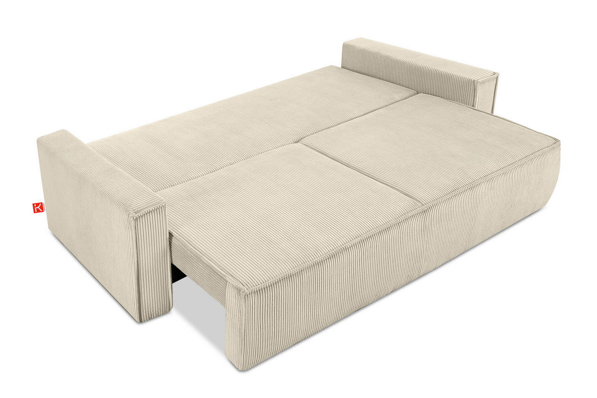 SCHLAFSOFA NAPI in Pet Friendly Cord-Stoff, cremefarben - Creme/Schwarz, Textil (228/89/101cm) - KONSIMO®