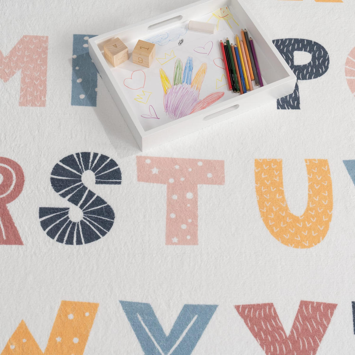 KINDERTEPPICH waschmaschinenwaschbar Alphabet Kinderzimmer schmutzabweisend Mehrfarbig Rechteckig 120x160 - Multicolor, Textil (120/160cm) - KADIMA DESIGN