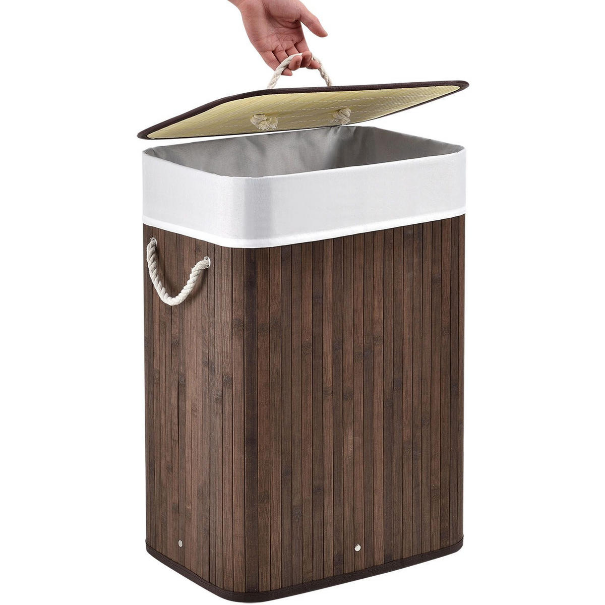 WÄSCHEKORB Curly 72 L braun - Braun, Holz (40/60/30cm) - Juskys