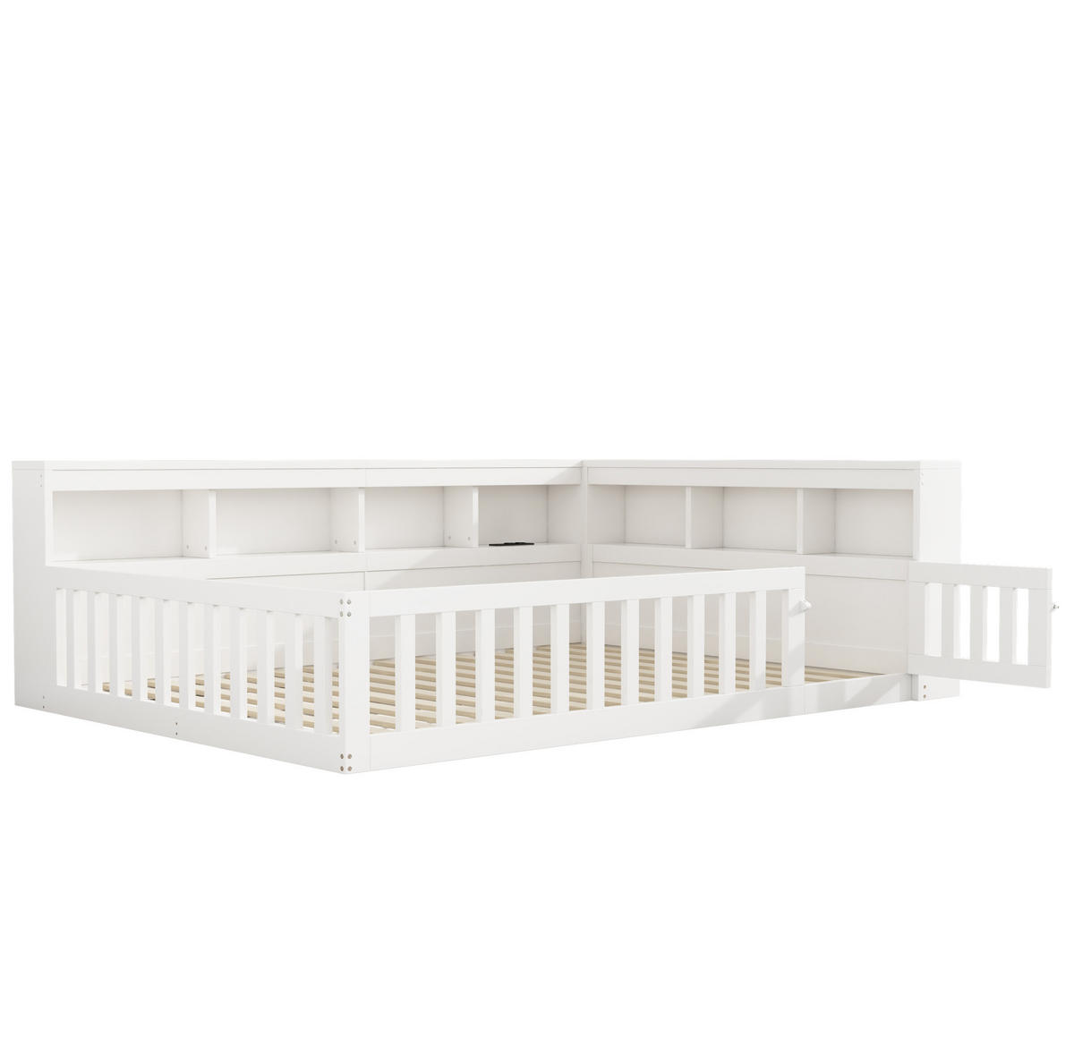 TAGESBETT aus Spanplatte und MDF 140x190 cm Weiß mit Stauraum, Steckdose und USB-Anschluss - Weiß, Holzwerkstoff (140/190cm) - IVMEU