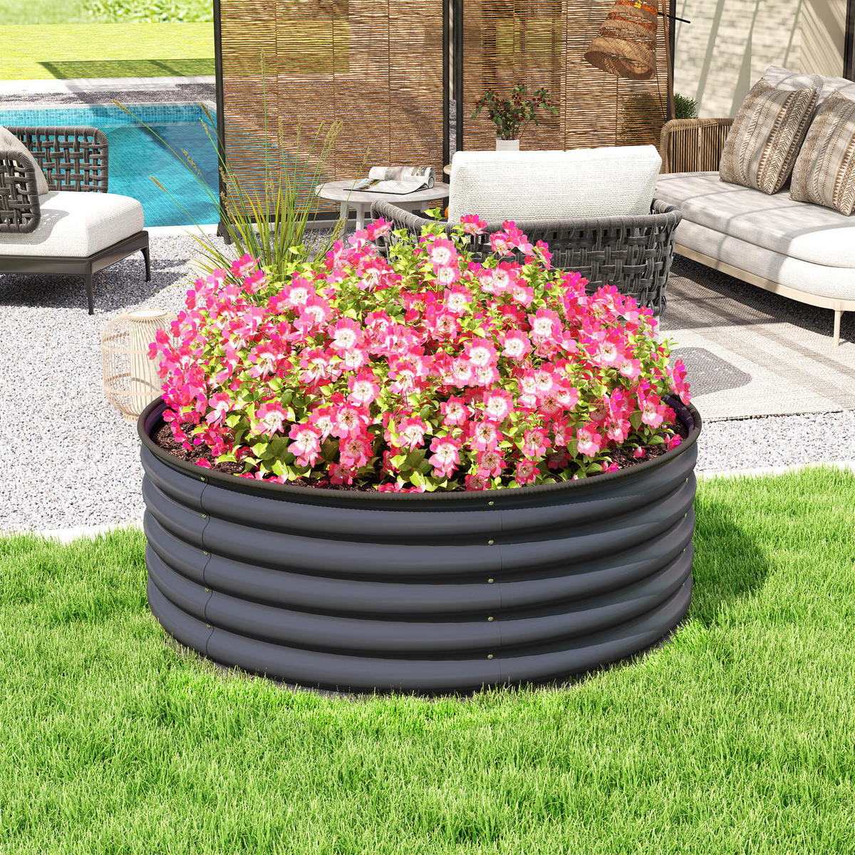 HOCHBEET 120/120//43 cm Dunkelgrau - Dunkelgrau, Metall (120/43/120cm) - Oxeza