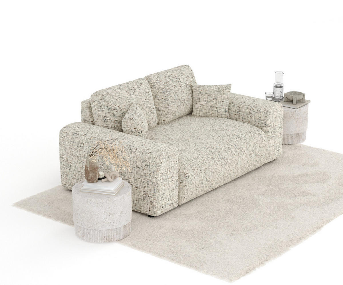 2-SITZER-SOFA Zanzibar Beige Webstoff - Beige/Schwarz, Holz/Holzwerkstoff (178/79/108cm) - Maison de Reve