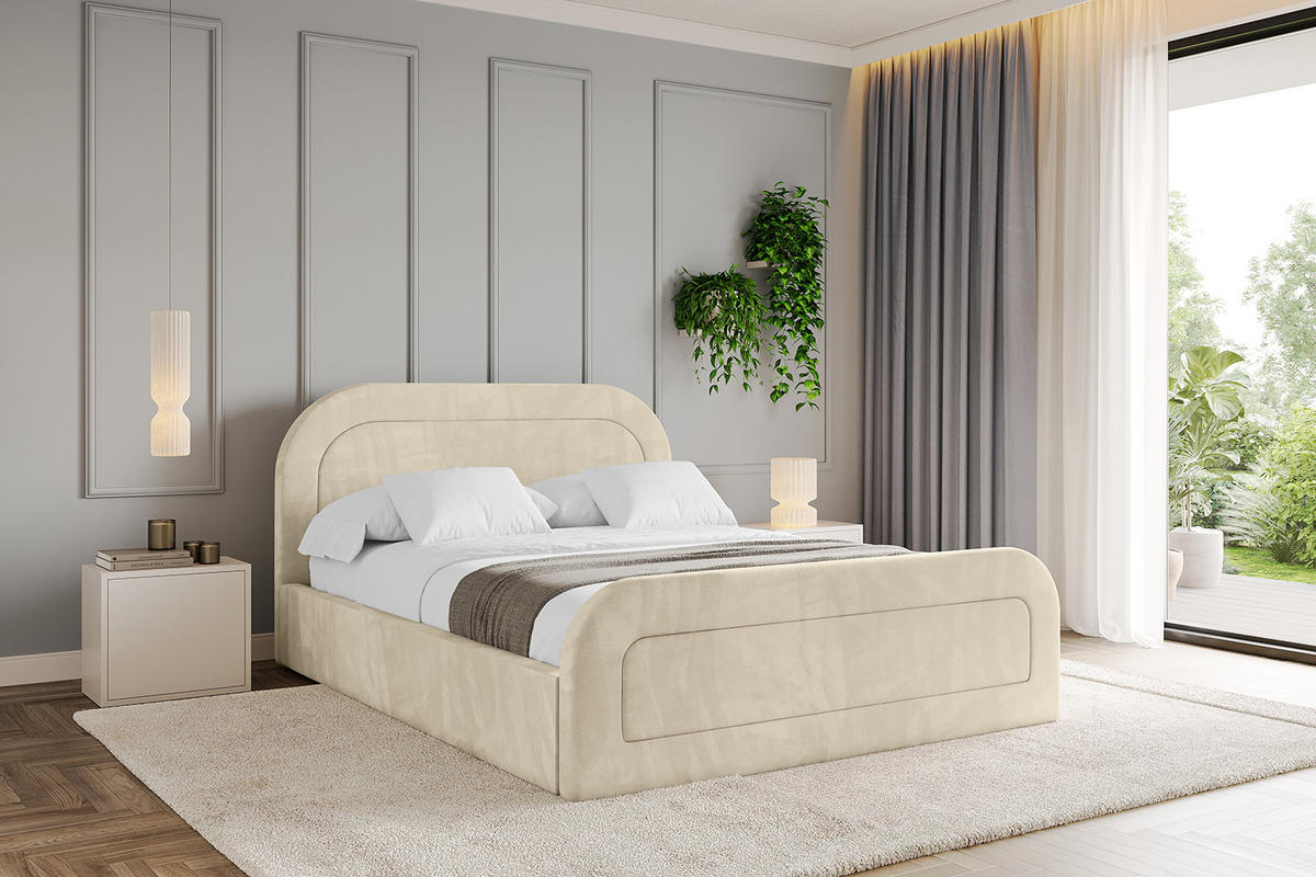POLSTERBETT mit Bettkasten, Fußteil und Lattenrost, Boxbett ohne Matratze - LERAY-Z 180x200 Beige - Ecru, Holzwerkstoff/Textil (180/200cm) - ALTDECOR