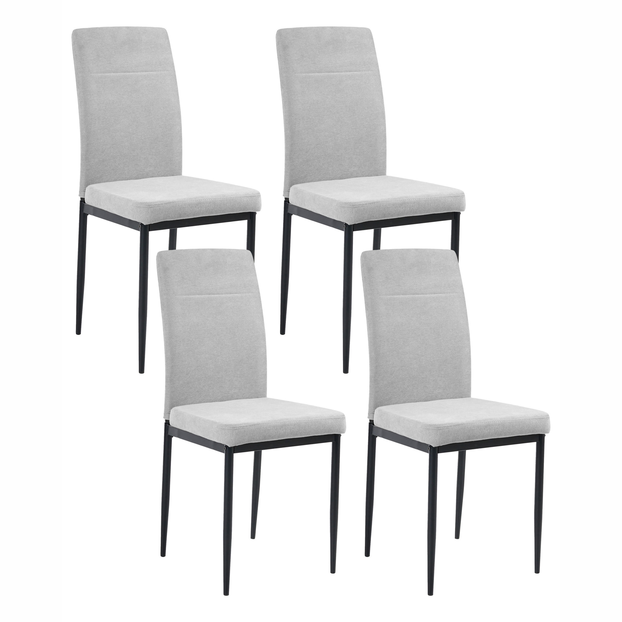 ESSZIMMERSTUHL 4er-Set Grau Riner - Schwarz/Grau, Textil (42/94/50cm) - Beliani