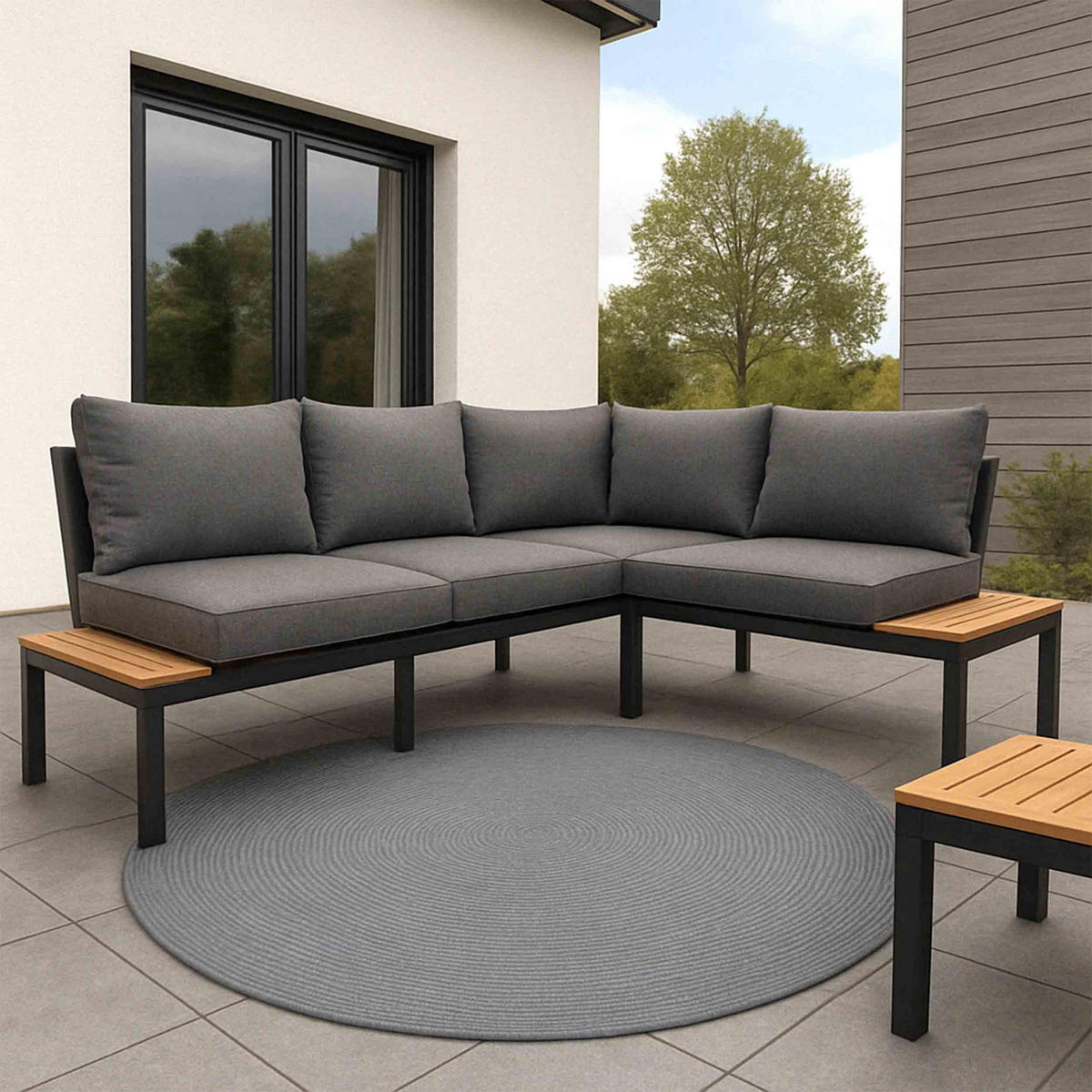KURZFLORTEPPICH PARIS - Grau, Naturmaterialien/Kunststoff (120/120cm) - Astra