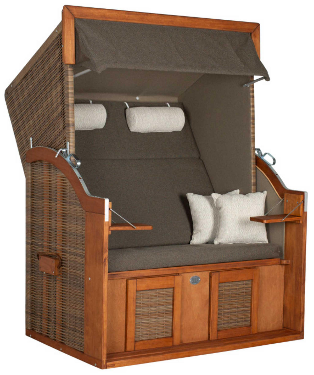 STRANDKORB Tinnum 2 Sitzer Pinie PE griseum - Braun/Grau, Metall (115/38/92cm) - Mr. Deko