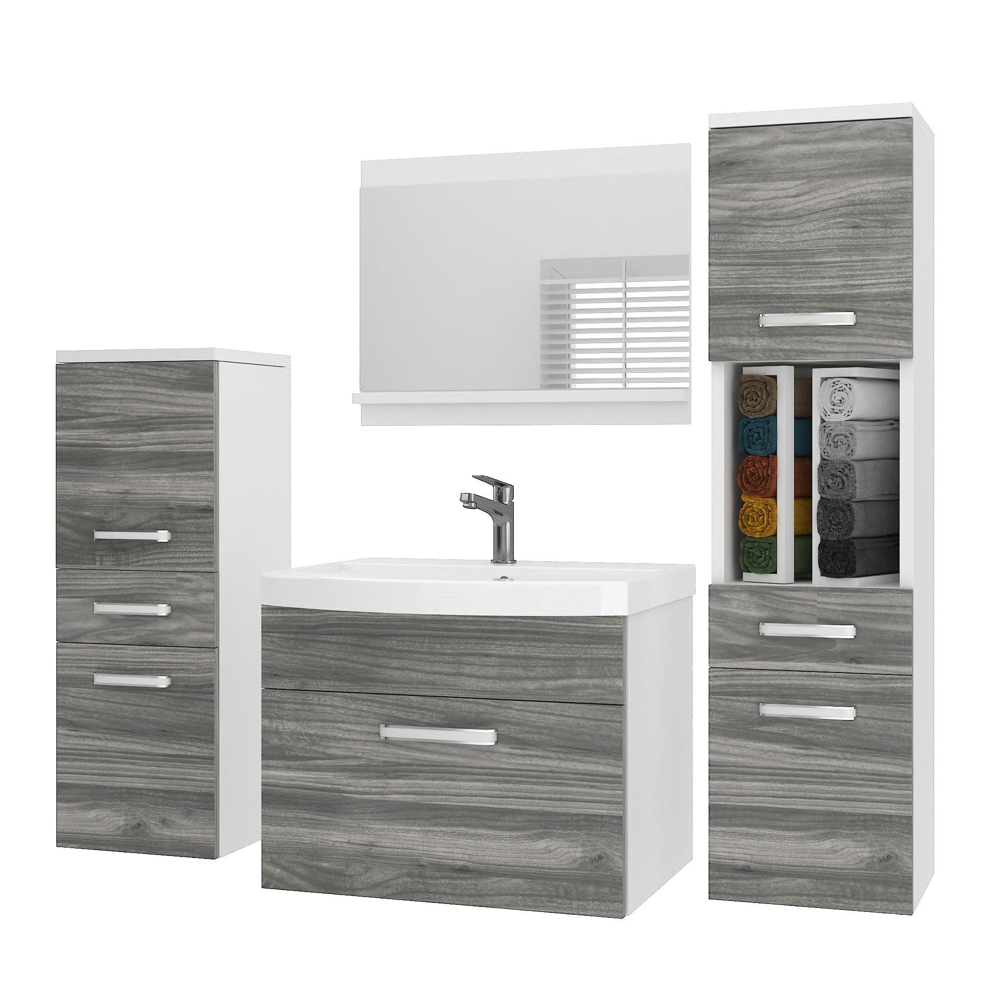 B BELINI GROUP KOUPELNOVÝ NÁBYTEK Koupelnová SADA PRI M5, Glamour dřevo matné, 120 cm
