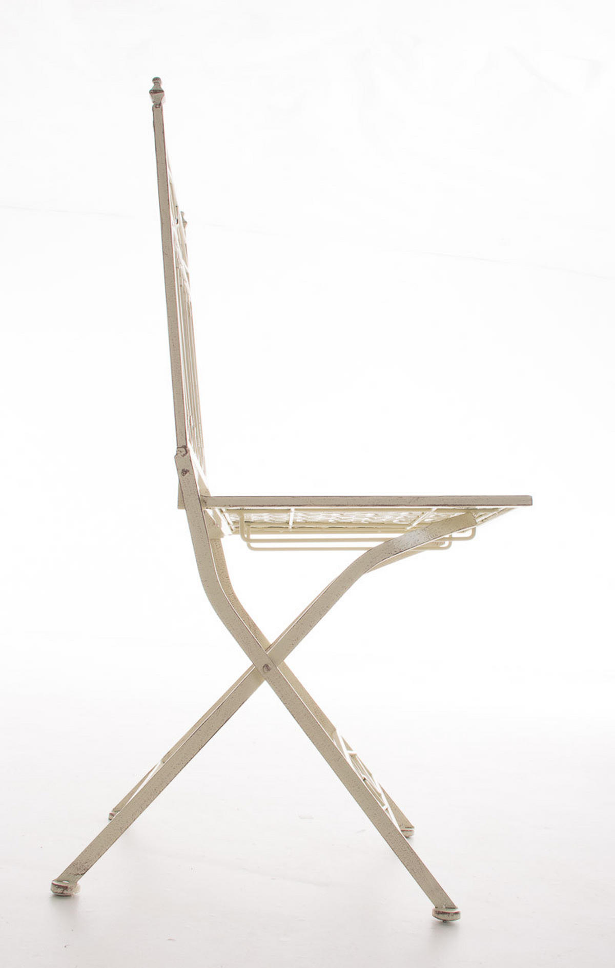 GARTENKLAPPSTUHL Metall Antik-Creme - Creme, Metall (40/95/40cm) - CLP