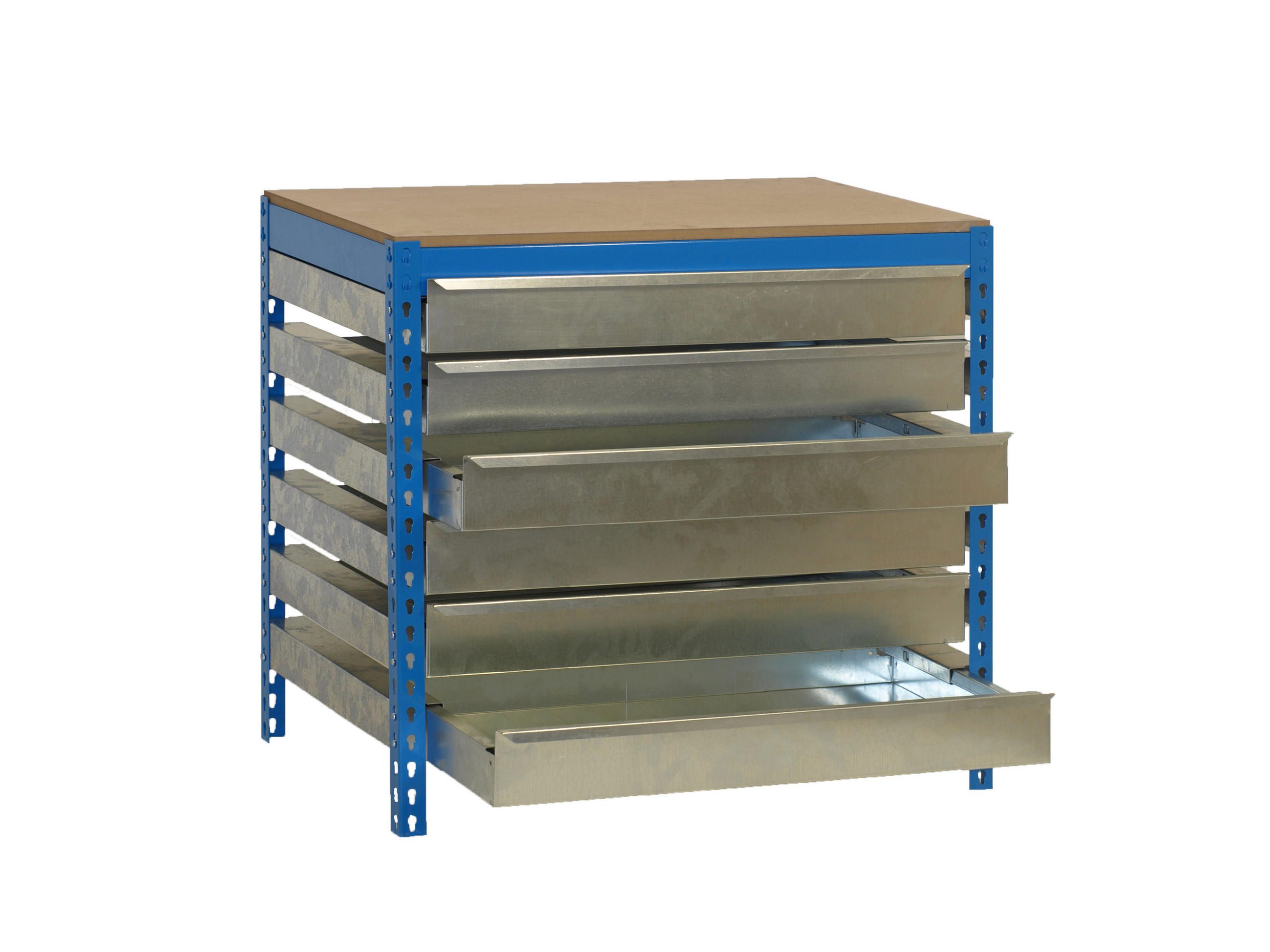 WERKBANK BUFFALO mit Schubfächern | HxBxT 84x120x76cm | Traglast 600kg | Blau - Blau, Metall (120/84/76cm) - PROREGAL
