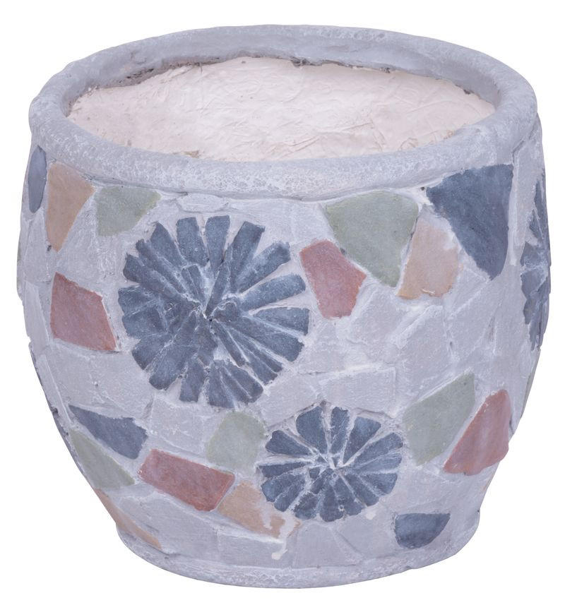 BLÜTENTOPF mit Mosaik, Grau, Keramik, 22x22x19cm - Grau, Kunststoff (19cm) - PROREGAL