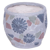 BLÜTENTOPF mit Mosaik, Grau, Keramik, 22x22x19cm - Grau, Kunststoff (19cm) - PROREGAL