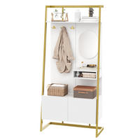 GARDEROBE-SET in Weiß und Gold Flurgarderobe mit Spiegel und Schuhbank für Eingangsbereich und Flur, B78/T38.5/H180.5 cm - Goldfarben/Weiß, Glas/Holzwerkstoff (78/180.5/38.5cm) - STILVORA