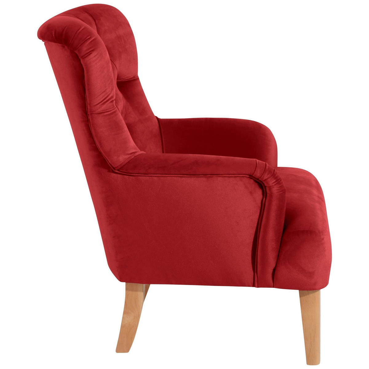 SESSEL Kaiya Bezug Samtvelours Buche natur / ziegel - Dunkelrot, Kunststoff (71/97/82cm) - 58aufmkessel