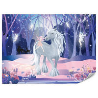 FOTOTAPETE für Kinderzimmer Einhorn Feen Magischer Wald 300x210 - Blau/Violett, Papier (300/210cm) - Muralo
