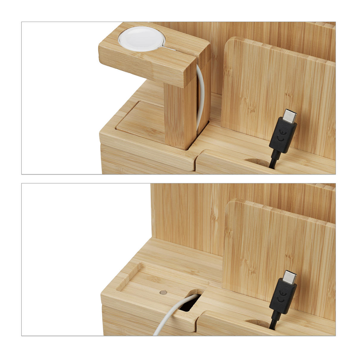 LADESTATION - Hellbraun, Holz (15/21.5/15cm) - Relaxdays