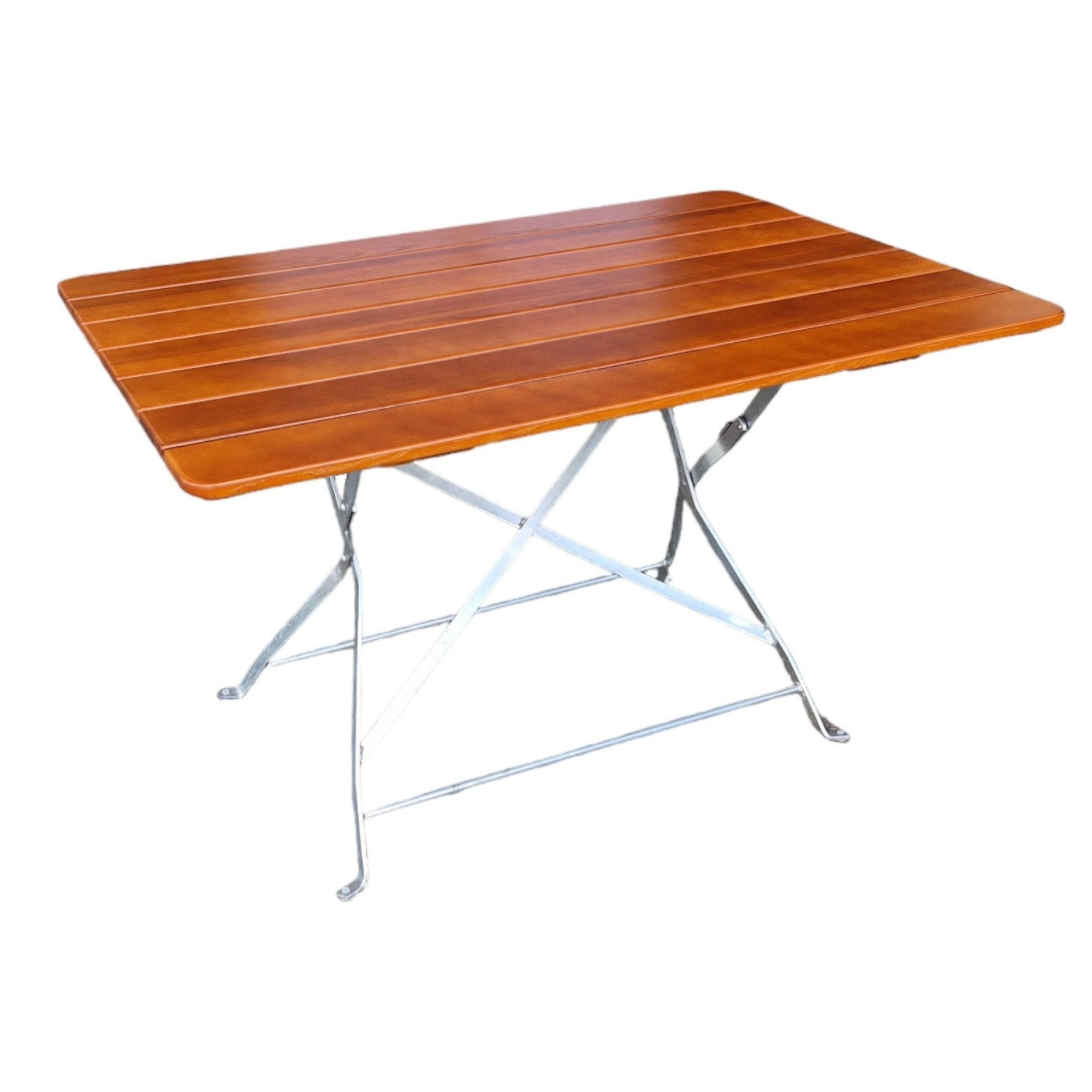 BIERGARTENTISCH BERGTAL 74x120x80cm Klappbar Eschenholz Silber/Braun 6 Peronen - Braun, Holz (80/120/74cm) - CHEFGASTRO