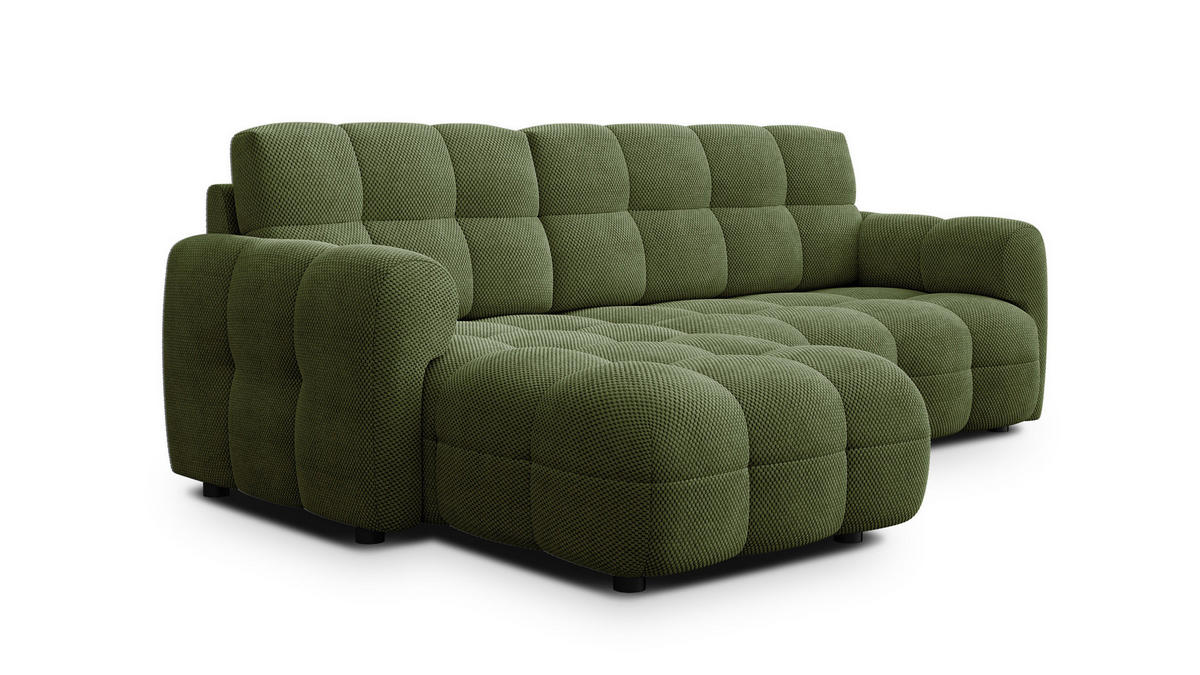 ECKSOFA MELLOW 3-Sitzer, olive - Schwarz/Grün, Holz/Textil (232/156cm) - Courtois Laville
